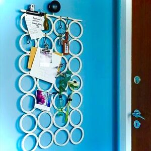 IKEA | 32” x 16” | Komplement Macrame Hanger Scarves Belts Ties 18 Rings Cream